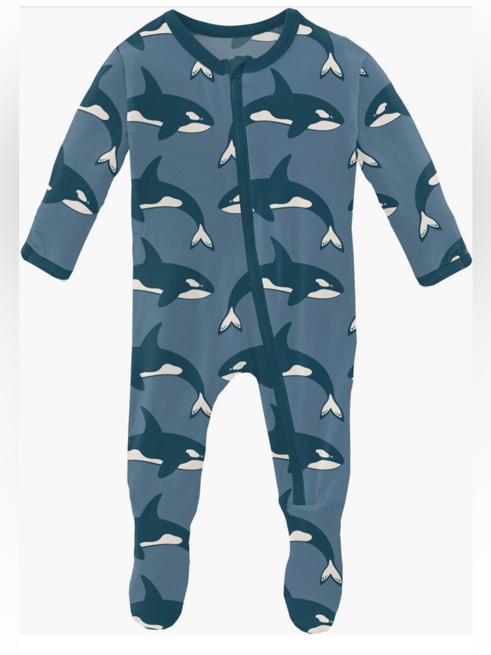 Kickee Pants Blue Orca Print Footed One-Piece for Kids